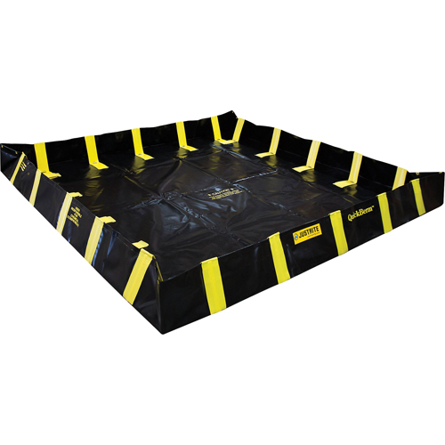 QuickBerm&reg; Containment Berm with Inside Wall Supports, 1910 US gal. Capacity, 16' W x 16' L x 12" H, Snap-Up Bracket Trail Hammer and Bolt