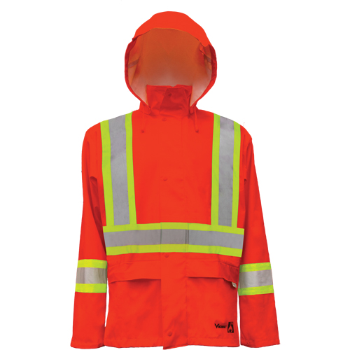 Vestes de s&eacute;curit&eacute; imperm&eacute;ables ignifuges haute visibilit&eacute; en polyur&eacute;thane, Petit, Orange haute visibilit&eacute; Trail Hammer and Bolt
