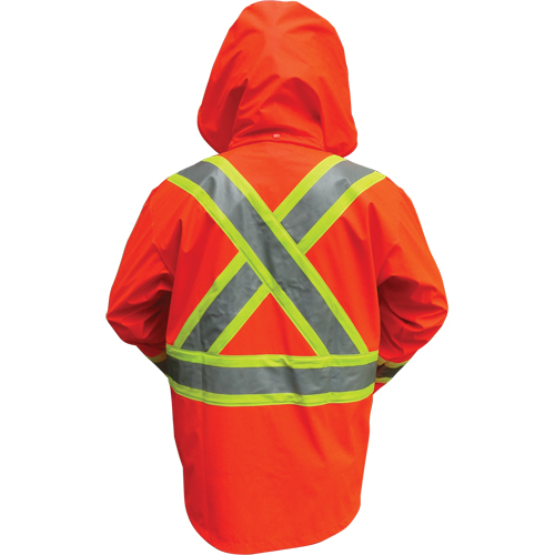 Vestes de s&eacute;curit&eacute; imperm&eacute;ables ignifuges haute visibilit&eacute; en polyur&eacute;thane, Petit, Orange haute visibilit&eacute; Trail Hammer and Bolt