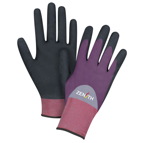 Gants enduits de premi&egrave;re qualit&eacute; ZX-2, 10/T-Grand, R&ecirc;vetement Nitrile/Mousse de nitrile, Calibre 18, Enveloppe en Nylon Trail Hammer and Bolt