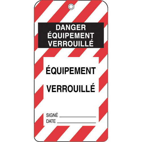 &eacute;tiquettes de verrouillage, Plastique, 3" la x 5-3/4" h, Français Trail Hammer and Bolt