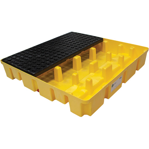 Poly-Slim-Line Spill Pallet with Drain, 66 US gal. Spill Capacity, 49" x 49" x 8.75" Trail Hammer and Bolt