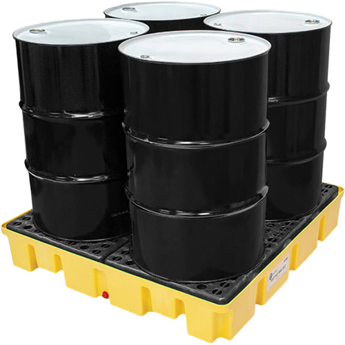 Poly-Slim-Line Spill Pallet with Drain, 66 US gal. Spill Capacity, 49" x 49" x 8.75" Trail Hammer and Bolt