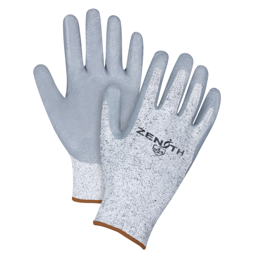 Gants &eacute;lastiques sans coutures r&eacute;sistants &agrave; la coupe, Taille Grand/9, Calibre 13, Rev&ecirc;tement Nitrile, Enveloppe en PEHP, ANSI/ISEA 105 niveau 2/EN 388 niveau 3 Trail Hammer and Bolt