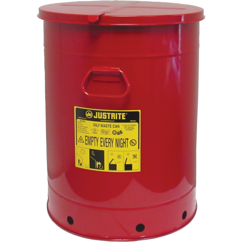 Contenant manuel pour d&eacute;chets huileux, Homologu&eacute; FM/List&eacute; UL, 21 gal. US, Rouge Trail Hammer and Bolt