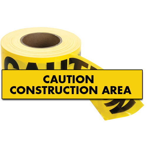 Rubans standards pour barricades, Anglais, 3" la x 1000' lo, 2 mils, Noir sur jaune Trail Hammer and Bolt