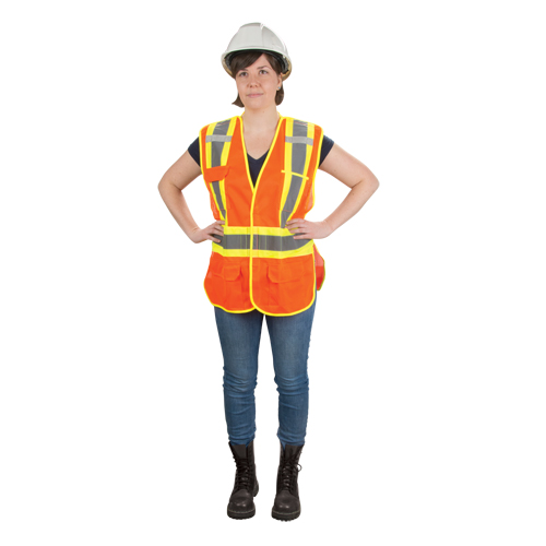 CSA Compliant High Visibility Surveyor Vest, High Visibility Orange, X-Large, Polyester Trail Hammer and Bolt