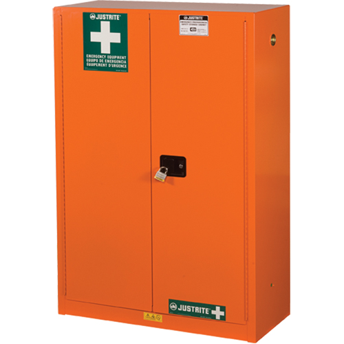 Armoires de rangement pour pr&eacute;paration aux situations d'urgence, Acier, 4 Tablettes, 65" h x 43" la x 18" P, Orange Trail Hammer and Bolt
