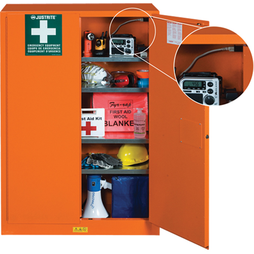 Armoires de rangement pour pr&eacute;paration aux situations d'urgence, Acier, 4 Tablettes, 65" h x 43" la x 18" P, Orange Trail Hammer and Bolt