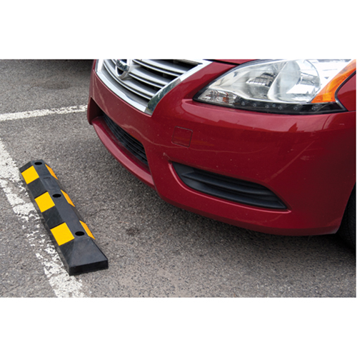 Parking Curb, Rubber, 3' L, Black/Yellow Trail Hammer and Bolt