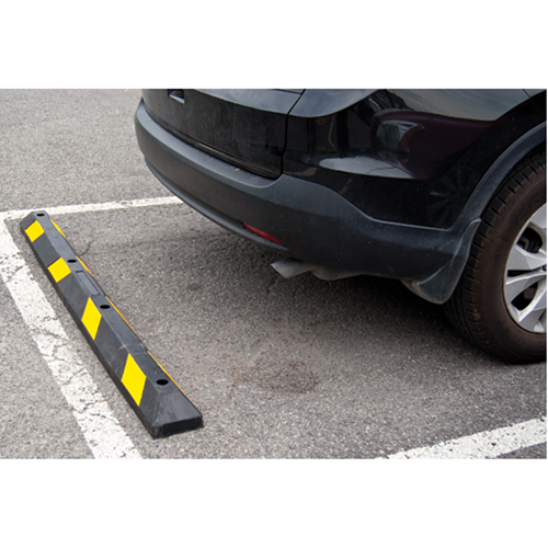 Parking Curb, Rubber, 6' L, Black/Yellow Trail Hammer and Bolt