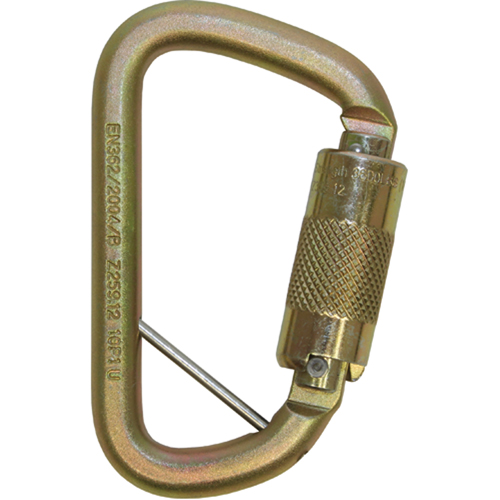 Mousqueton antichute en D d&eacute;port&eacute; Rollgliss pour sauvetage technique, Acier, Capacit&eacute; 3600 lb Trail Hammer and Bolt