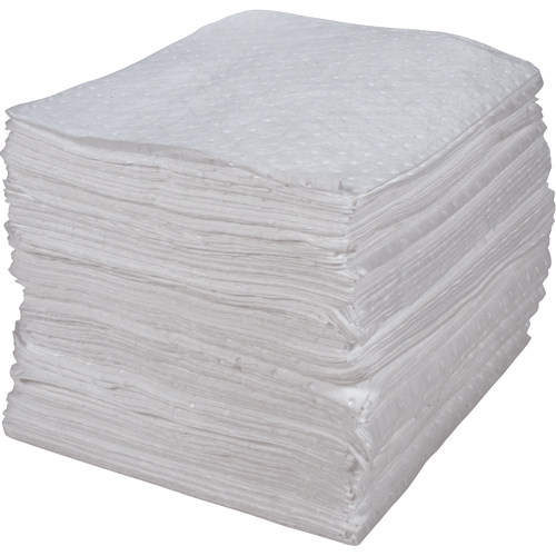 Premium Bonded Sorbent Pads, Oil Only, 15" x 17", 30 gal. Absorbancy Trail Hammer and Bolt