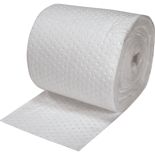 Premium Fine Fiber Sorbent Rolls, Heavyweight, 150' L x 15" W, 25 gal. Absorbancy Trail Hammer and Bolt