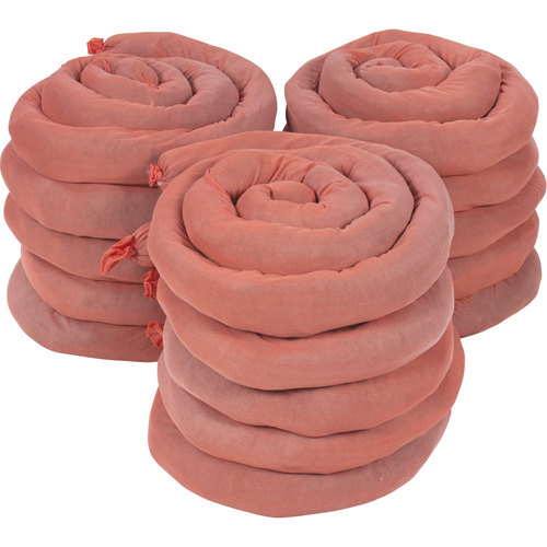 Remblais tubulaires absorbants, Mati&egrave;res dangereuses, Absorption 50 gal., 3" la x 8' lo, Pqt de 15 Trail Hammer and Bolt