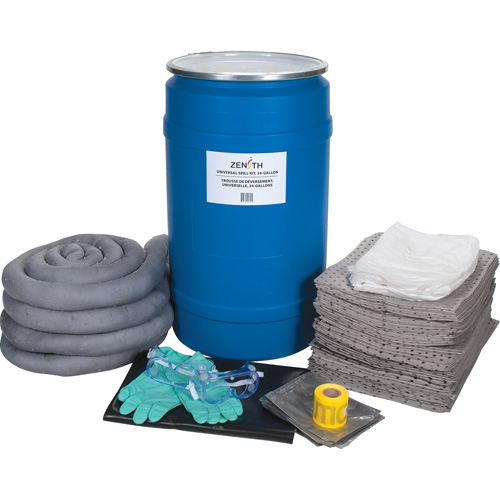 Large-Capacity Spill Kit, Universal, Drum, 30 US gal. Absorbancy Trail Hammer and Bolt