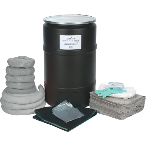 Spill Kit, Universal, Drum, 55 US gal. Absorbancy Trail Hammer and Bolt