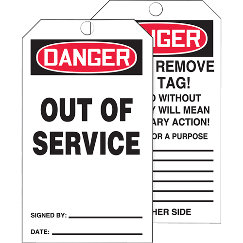 Tags By-The-Roll Safety Tags, Cardstock, 3" W x 6-1/4" H, English Trail Hammer and Bolt