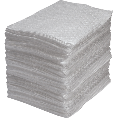 Industrial-Grade Fine Fibre Sorbent Pads, Oil Only, 15" x 17", 40 gal. Absorbancy Trail Hammer and Bolt