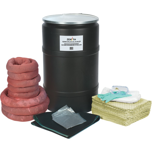 Premium Spill Kit, Hazmat, Drum, 55 US gal. Absorbancy Trail Hammer and Bolt