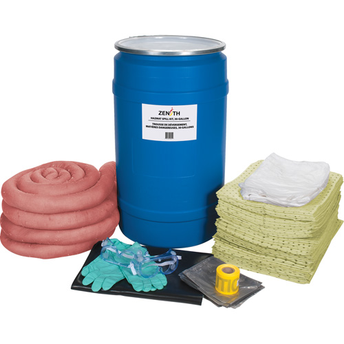 Trousse de lutte contre les d&eacute;versements, Mati&egrave;res dangereuses, Baril, Absorbance de 30 gal. US Trail Hammer and Bolt