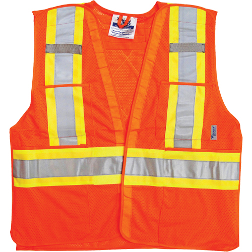Traffic Safety Vest, High Visibility Orange, Large/X-Large, Polyester Trail Hammer and Bolt