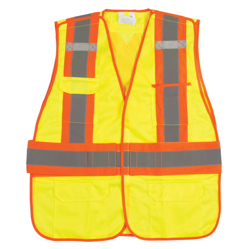 CSA Compliant High Visibility Surveyor Vest, High Visibility Lime-Yellow, Medium, Polyester Trail Hammer and Bolt