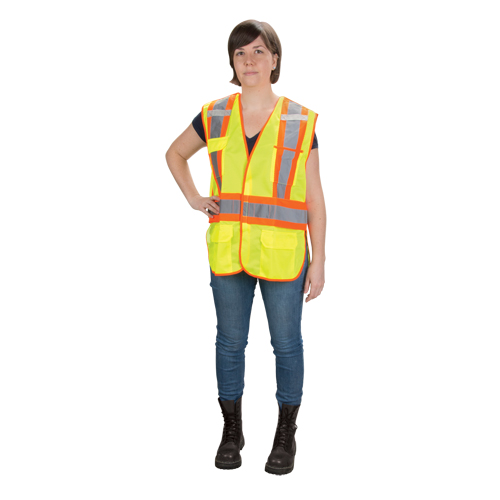 CSA Compliant High Visibility Surveyor Vest, High Visibility Lime-Yellow, Medium, Polyester Trail Hammer and Bolt