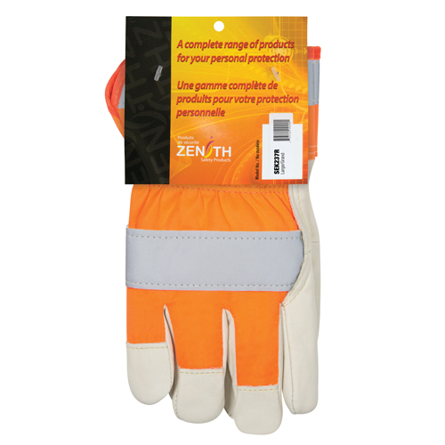 Gants d'ajusteur &agrave; chaleur sup&eacute;rieure orange haute visibilit&eacute;, Grand, Paume en Cuir fleur de vache, Doublure en Thinsulate Trail Hammer and Bolt