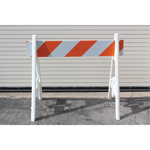 Barricades, En A, 48" lo x 40" h, Orange/Blanc Trail Hammer and Bolt