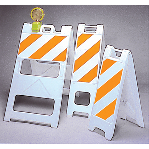 Barricades, Repliable, 13" lo x 36" h, Orange/Blanc Trail Hammer and Bolt
