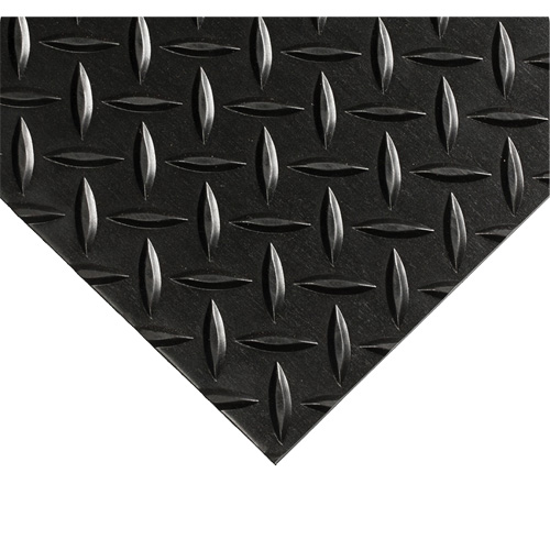 Tapis Diamond-Plate pour tableau de contr&ocirc;le no 701, 4' la x 10' lo, 1/4" &eacute;paisseur, Noir, PVC Trail Hammer and Bolt