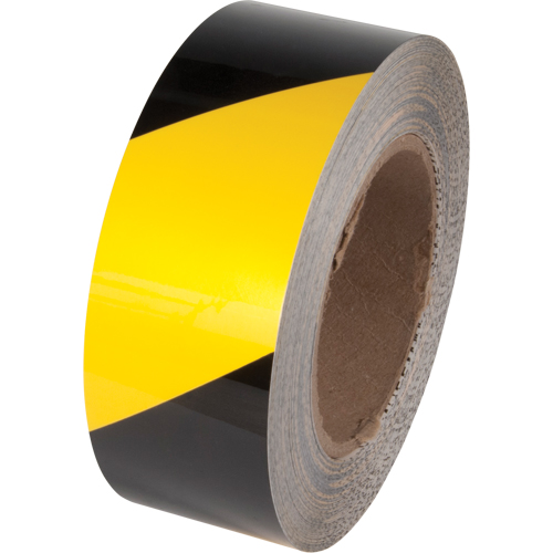 Tuff Mark&reg; Floor Marking Tape, 4" x 100', Polyester, Black and Yellow Trail Hammer and Bolt