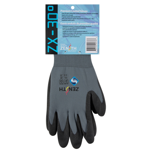 ZX-30° Premium Coated Gloves, 9/Large, PVC Coating, 15 Gauge, Nylon Shell Trail Hammer and Bolt