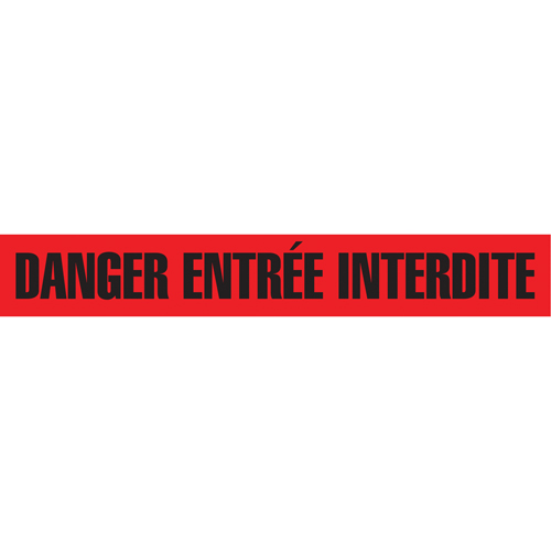 Barricade Tape, French, 3" W x 1000' L, 3 mils, Black on Red Trail Hammer and Bolt