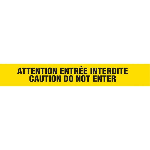 Barricade Tape, Bilingual, 3" W x 1000' L, 3 mils, Black on Yellow Trail Hammer and Bolt