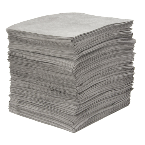 Premium Meltblown Sorbent Pads, Universal, 15" x 18", 25 gal. Absorbancy Trail Hammer and Bolt
