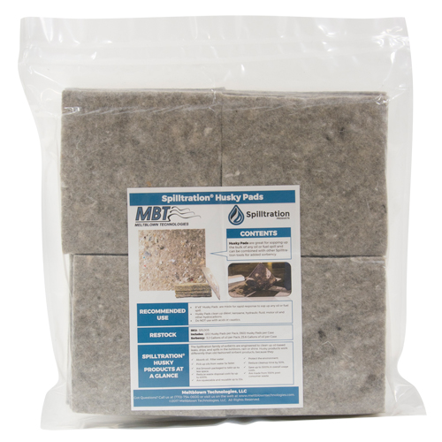 Spilltration Husky Pads, Oil Only, 16" x 16", 17.2 gal. Absorbancy Trail Hammer and Bolt