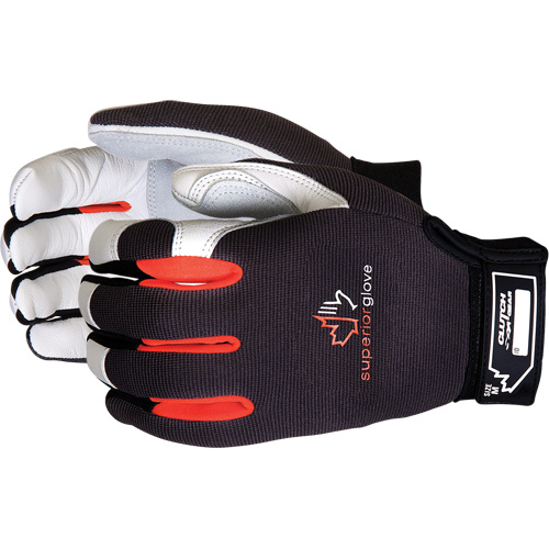 Clutch Gear&reg; Mechanic's Gloves, Grain Leather/Split Leather Palm, Size Small Trail Hammer and Bolt