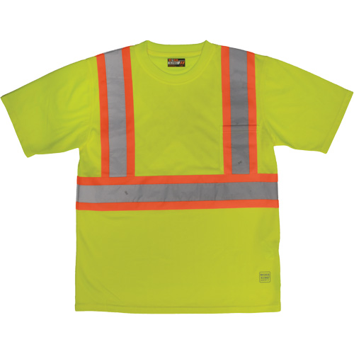 T-shirt de s&eacute;curit&eacute; avec poche &agrave; manches courtes, Polyester, Grand, Jaune lime haute visibilit&eacute; Trail Hammer and Bolt