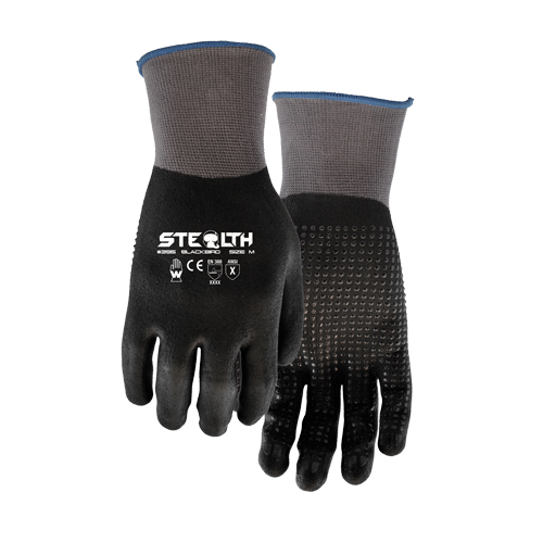 Gants 395 Stealth Blackbird, 11/2T-Grand, R&ecirc;vetement Mousse de nitrile, Calibre 15, Enveloppe en Nylon Trail Hammer and Bolt