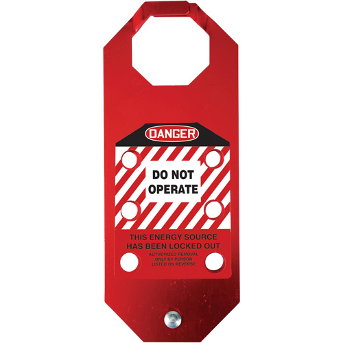 Stopout&reg; OSHA Danger Aluma-Tag Do Not Operate Hasp, Red Trail Hammer and Bolt