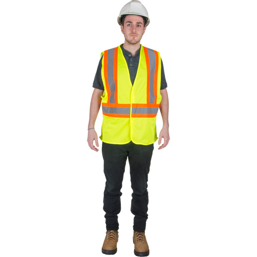 Traffic Safety Vest, High Visibility Lime-Yellow, X-Large, Polyester Trail Hammer and Bolt