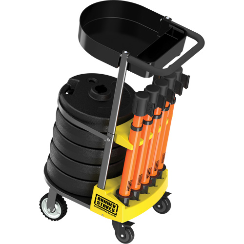 PLUS Barrier Post Cart Kit with Tray, 75' L, Metal, Orange Trail Hammer and Bolt