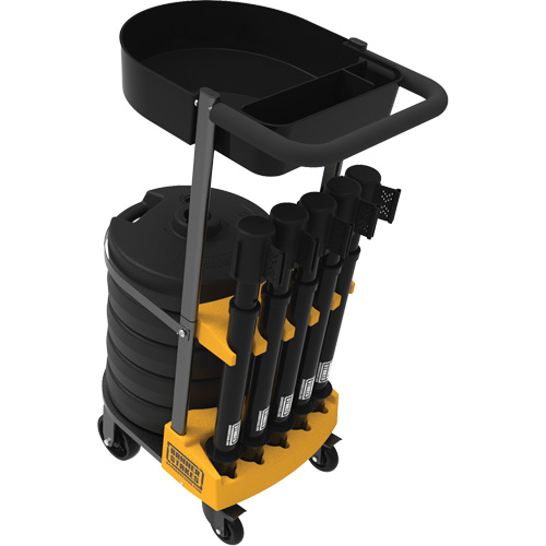 PLUS Barrier Post Cart Kit with Tray, 75' L, Metal, Black Trail Hammer and Bolt