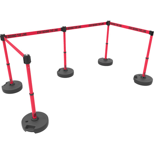 Ensemble de cinq montants pour barri&egrave;re PLUS, Plastique, 42" h, Ruban Rouge, Longueur du ruban 15' Trail Hammer and Bolt