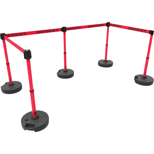 Ensemble de cinq montants pour barri&egrave;re PLUS, Plastique, 42" h, Ruban Rouge, Longueur du ruban 15' Trail Hammer and Bolt