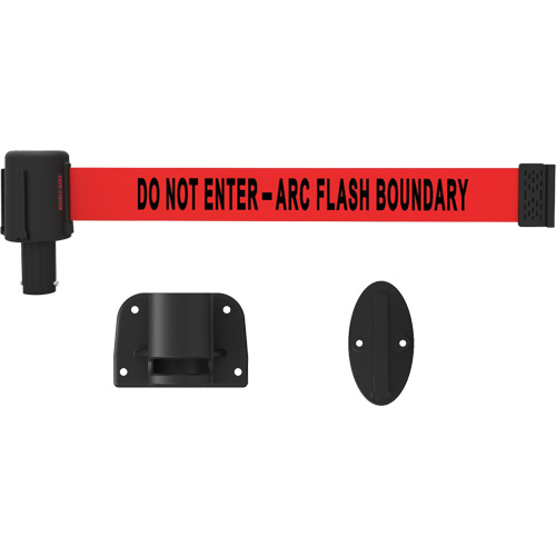 PLUS Wall Mount Barrier System, Plastic, Screw Mount, 15', Red Tape Trail Hammer and Bolt