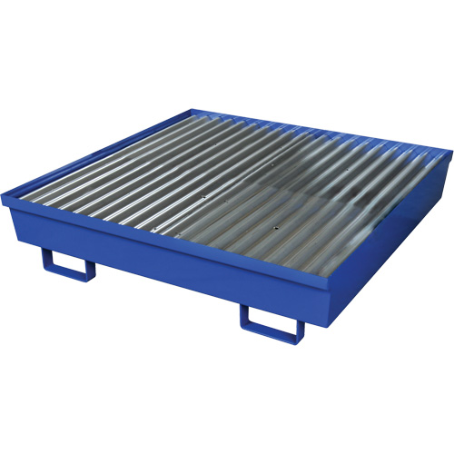 Steel Spill Containment Pallet, 92 US gal. Spill Capacity, 54" x 54.25" x 12" Trail Hammer and Bolt