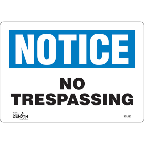 "No Trespassing" Sign, 7" x 10", Vinyl, English Trail Hammer and Bolt